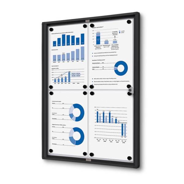 Indoor Lockable Showcase Economy 4 x A4 Black