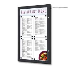 Outdoor Menu Case With Logo Panel LED 4 x A4 Portrait Black