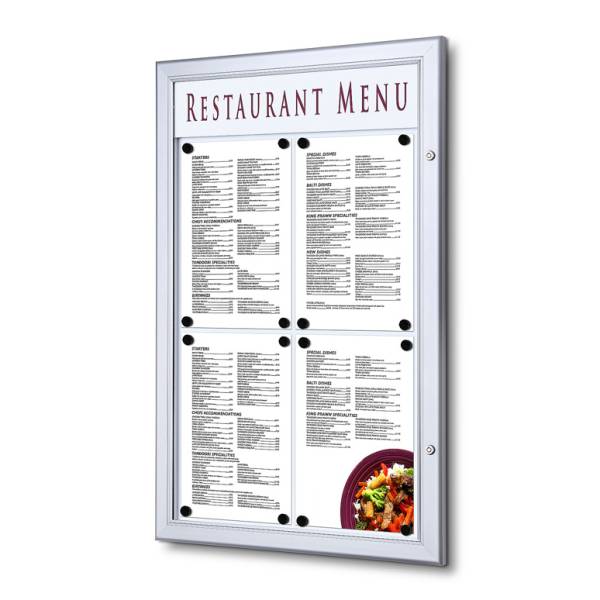 Outdoor Menu Case With Logo Panel 4 x A4 Portrait