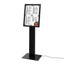 Black Freestanding Menu Pole 4 x A4 LED