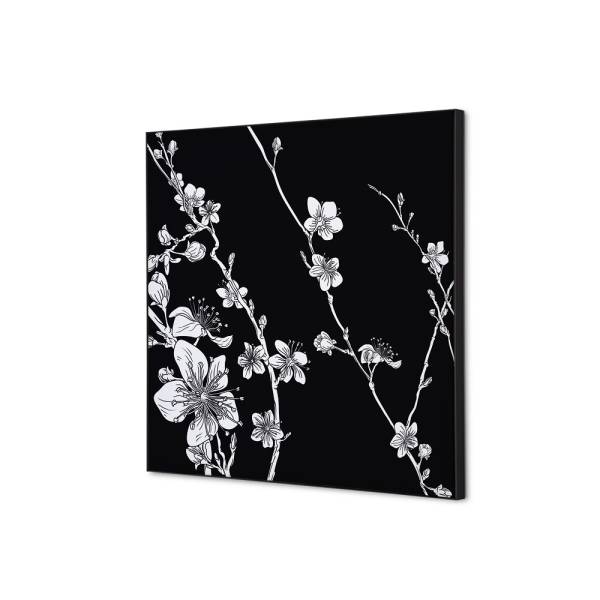 Textile Wall Decoration SET 40 x 40 cm Japanese Blossom Black