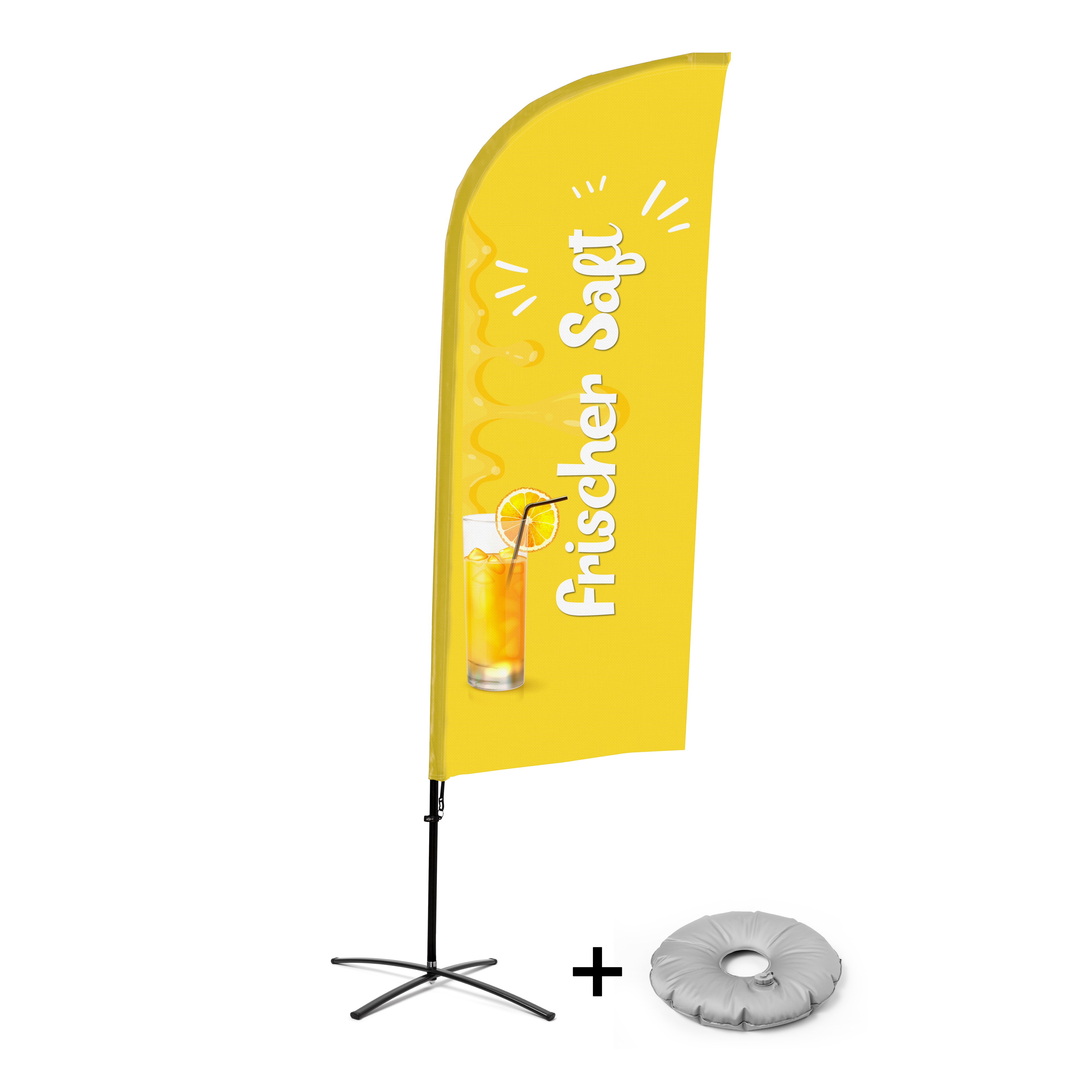 Beachflag Alu Wind Komplett-Set Frischer Saft Deutsch Kreuzständer