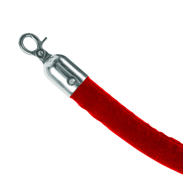 Absperrseil Rot Velour-Seil Mit Chrome-Enden