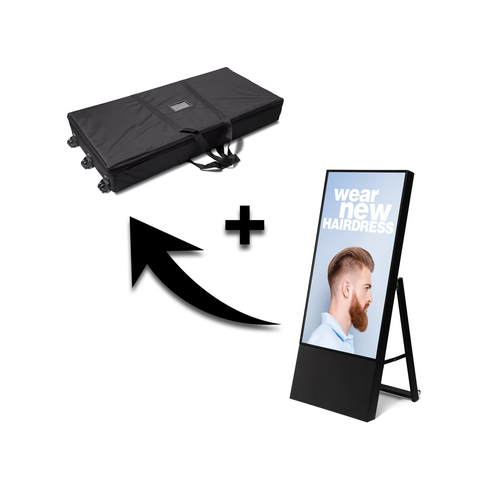Smart Line Digital A-Board With 43" Samsung Screen Black with Trolley Case