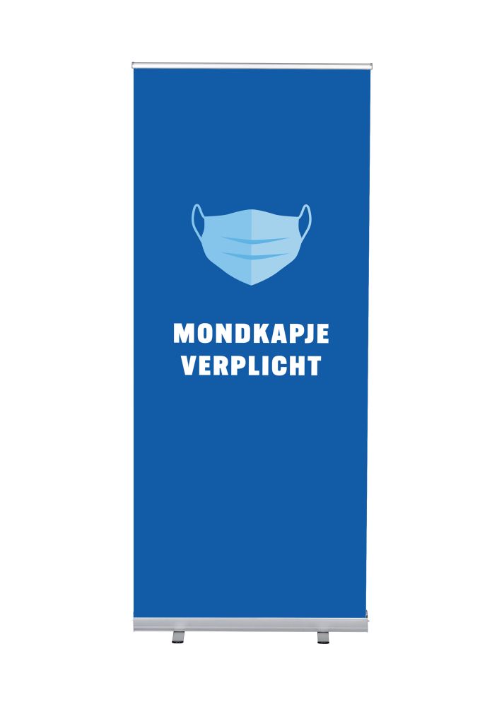 Roll-Banner Budget 85 Komplett-Set Maskenpflicht Blau Niederländisch