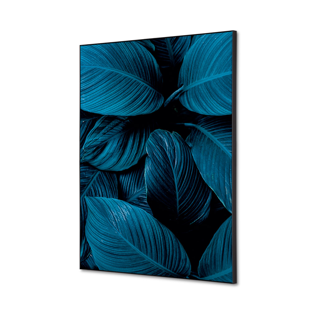 Spannstoff Wanddekoration Set A2 Botanische Blätter Blau